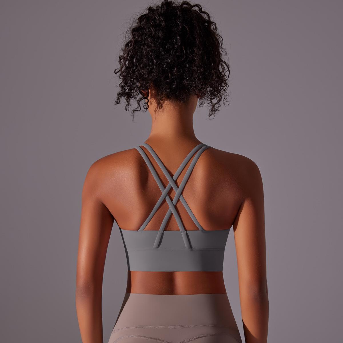 

Двусторонний спортивный бюстгальтер с перекрестной спинкой, амортизирующий, для йоги и фитнеса, как облачко M