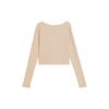 Calvin Klein Solid Color V-Neck Sweet And Spicy Long Sleeve T-Shirt Women tops Light-Pink J222025-ABJ