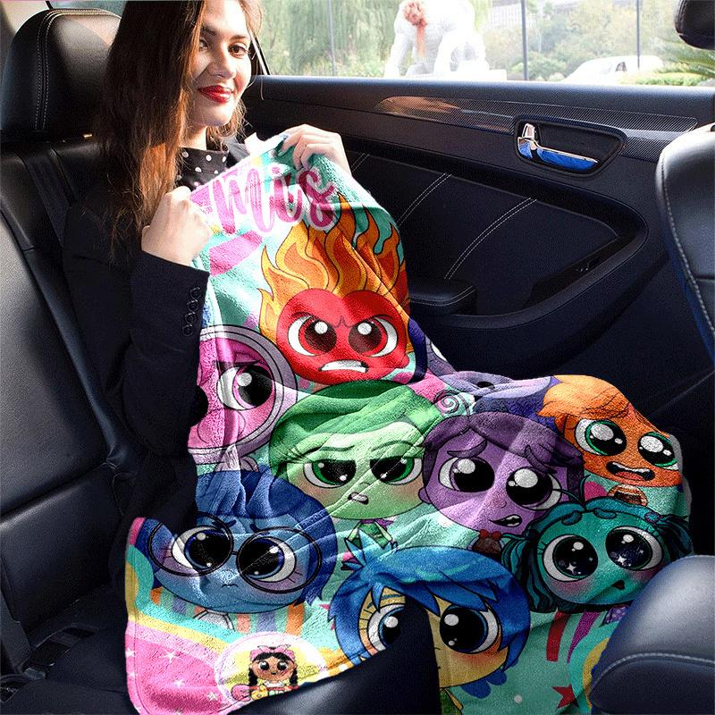 1pz Coperta Stampata Inside Out - Morbida, Coperta da Divano per Tutte le Stagioni per Ufficio, | Regalo Personalizzato con Adorabile Design a Cartone Animato