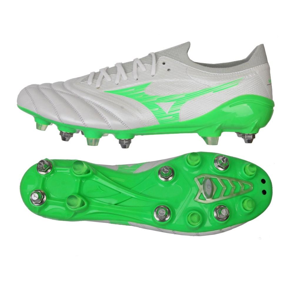 Football Shoes Mizuno White and Green Size 42 Morelia Neo IV Beta Elite Mix SG
