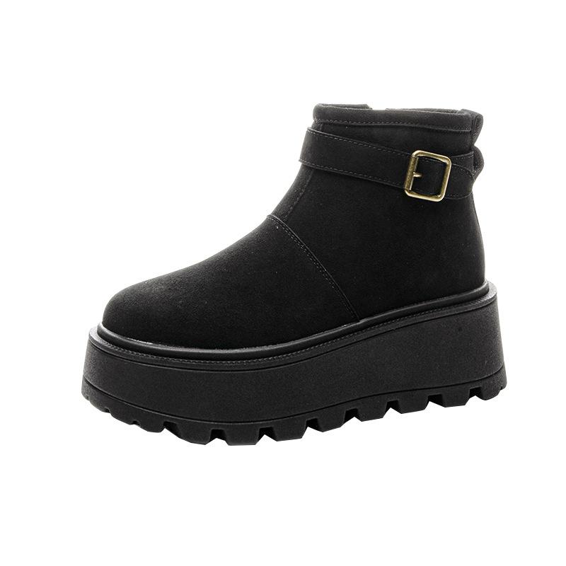 Automne et hiver nouvelles bottes de neige talon compensé chaussures montantes mates chaussures pour femmes plateforme décontractées chaussures en coton polyvalentes étudiants