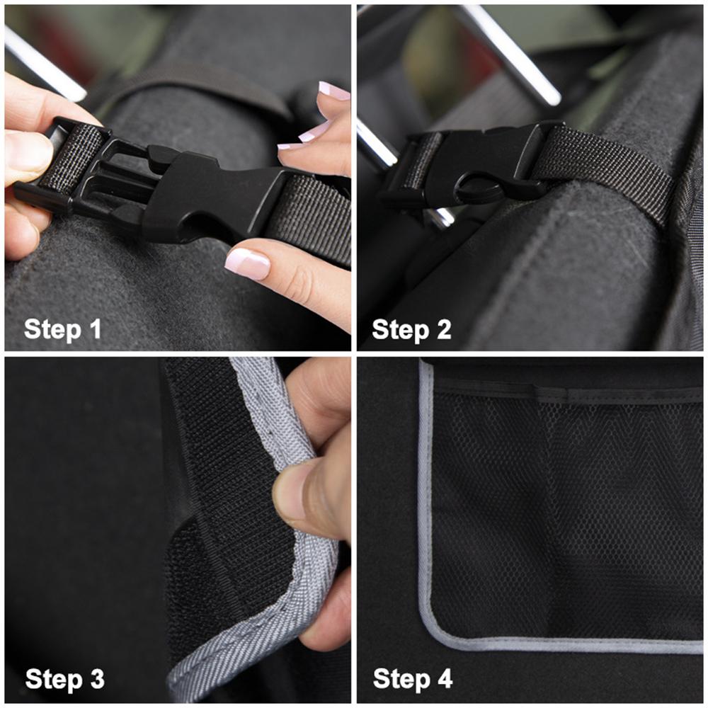 Car Trunk Organizer, Large Capacity Car Backseat Hanging Organizer with 4 Pockets & 2 Mesh Pouches,