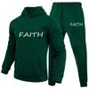 FAITH Letters Printed Suits Autumn Winter Tracksuit Men Solid Hooded 2 Piece Sets Mens Outfits Suit Men Fleece Sport Hoodie Sweatpants Two Piece Sets