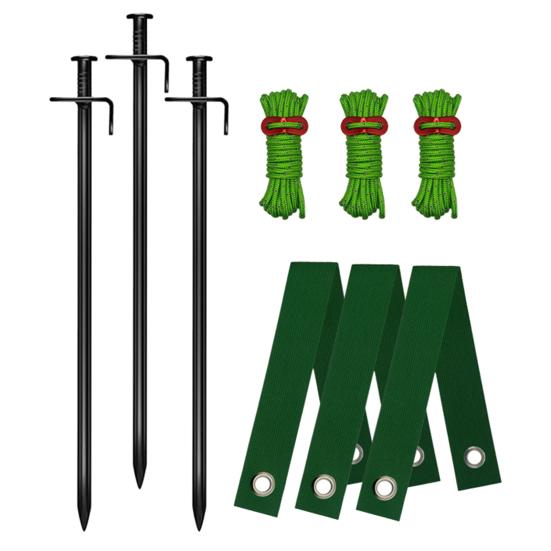 Tree Stake Kit Heavy Duty Young Trees Supports Against Bad Weather Tree Staking Kit with Ground Stakes 4m Ropes Tree Ties for Leaning Trees