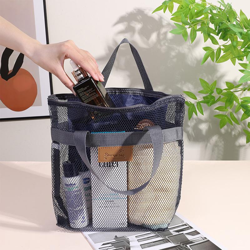 1Pc Mesh Shower Bag with Quick Dry Technology Portable Toiletry Tote Outdoor Beach Bag Makeup Organizer