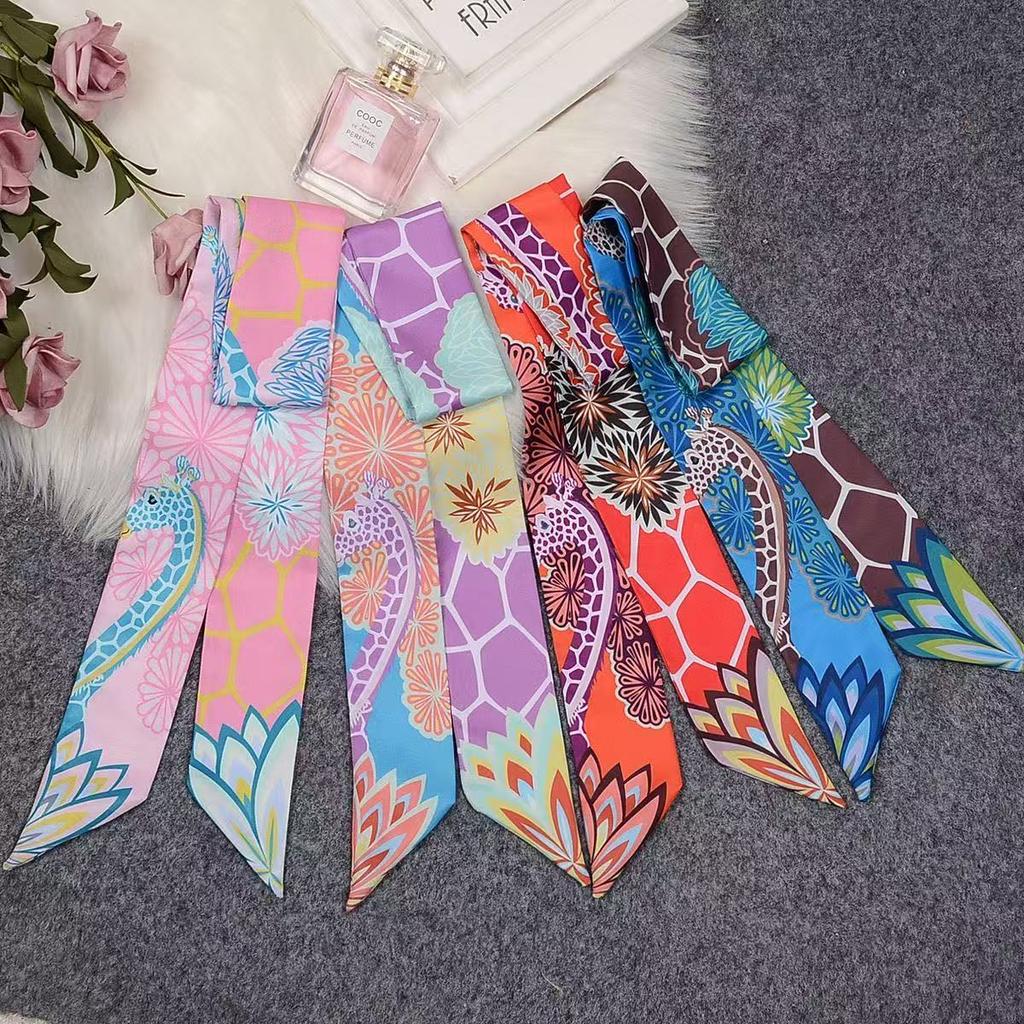 Französisches Seidentuch Klein Lang Dekoratives Band Retro Stirnband Damen Köper Giraffe Taschengurt Band Wicklung 5*90cm