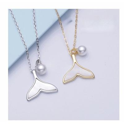 Natural White Mother-of-pearl Fishtail Necklace for Women, Fashionable and Versatile White Collarbone Chain