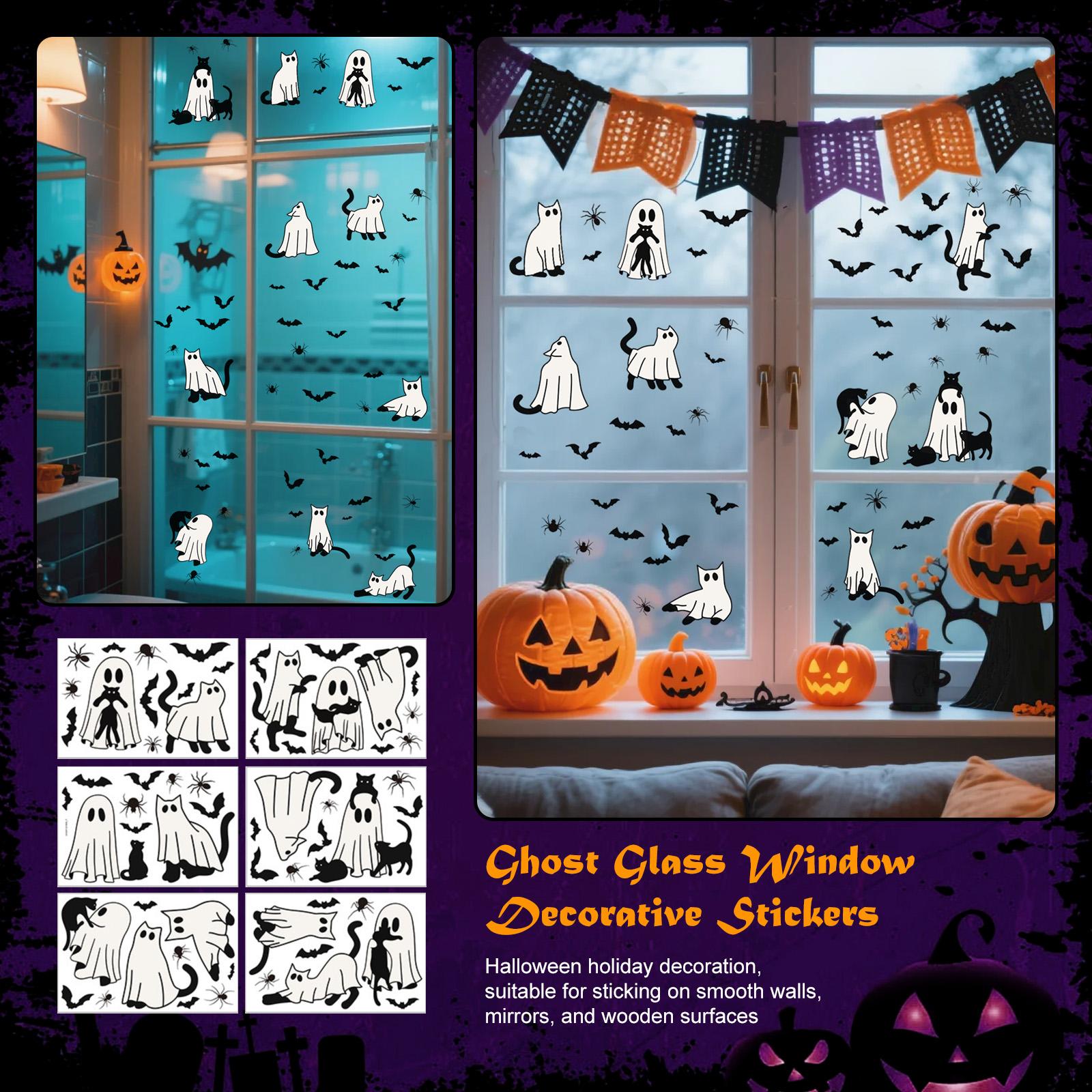 

Static Cling Window Decals - Spooky Halloween Window Stickers For Indoor & Outdoor Decor One Size белый