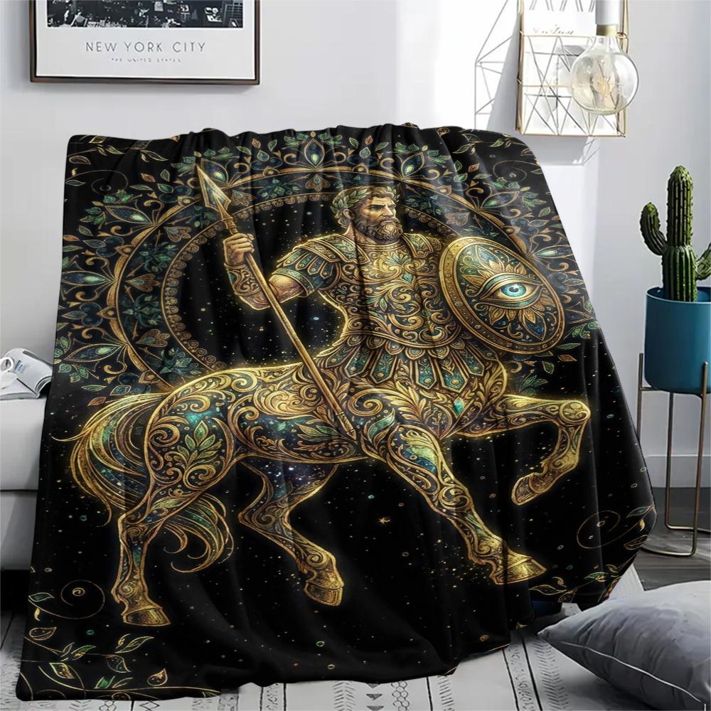 1Pc Centaur Print Flannel Blanket, High quality Comfortable for All Seasons, Home Decor, Warmth and Comfort, Perfect for Christmas Gifts W90