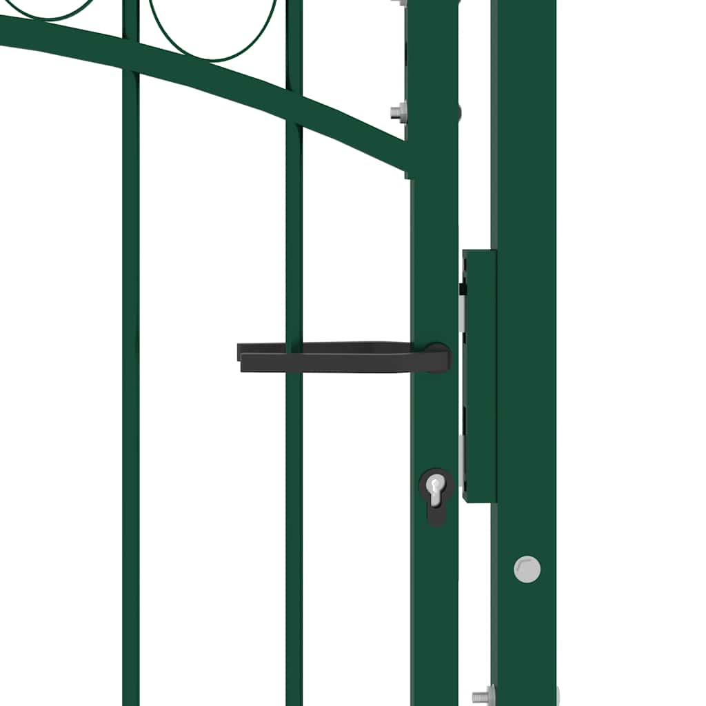 Fence Gate EMMEN with Arched Top Steel 100 x 98.5 cm Green