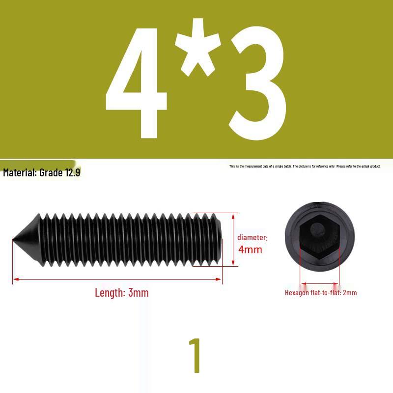 12.9 Edelstahl 304 Innensechskant Kegelspitze Gewindestift M2/M3
