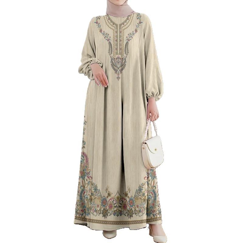 Ethnic Style Long Dress With Relief Flower Embroidery For Party And Casual Wear