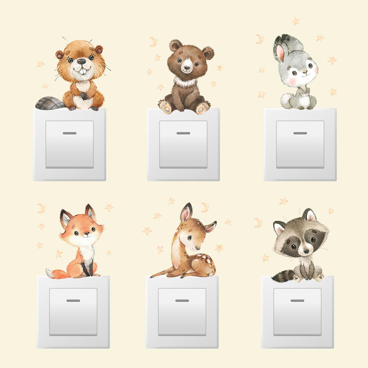 

2 шт. Мультяшные милые наклейки на стену с африканскими животными Слон Жираф Медведь Лиса Детская комната Детский сад Домашнее украшение