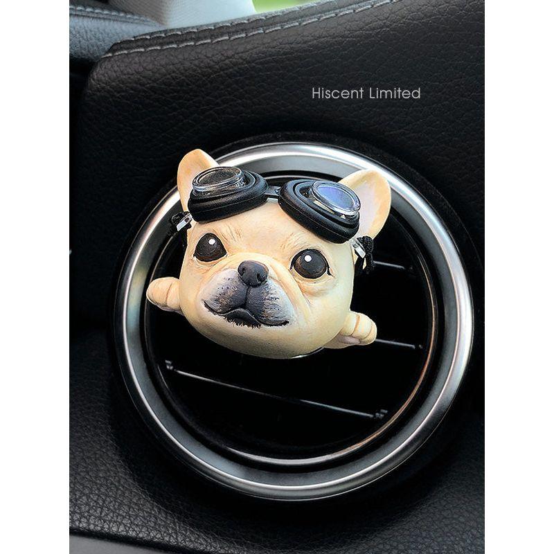 Creative Cute and Quirky French Bulldog Puppy Car Air Freshener Hand-Painted Aroma Diffuser Stone Air Vent Decoration Fragrance Car Interior for Women