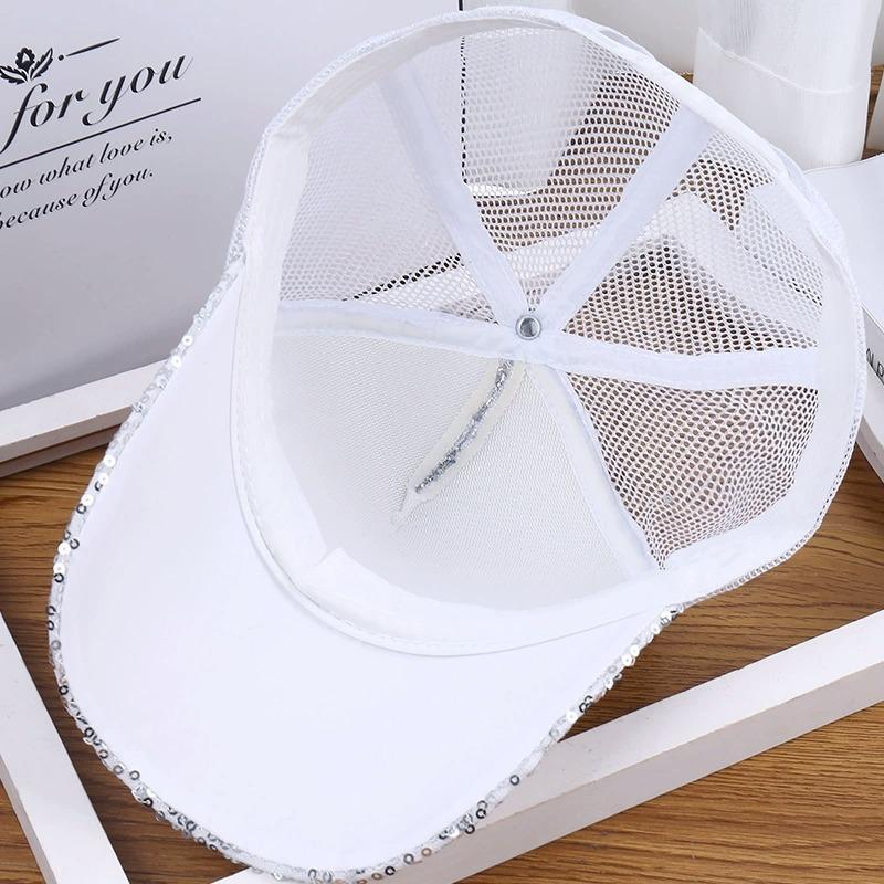 Women's Duck Tongue Hat with Rhinestone Butterfly Baseball Cap Women's Summer Breathable Sunshade Mesh Hat