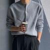 Cardigan de malha de luxo masculino com botões, suéter casual, manga comprida, gola redonda, cor sólida, vintage, coreano, roupa de outono