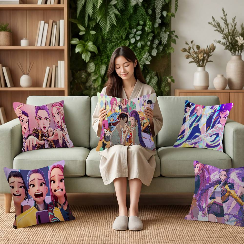 KPop Funny Cute DDemon Pattern Suitable for Home Bedroom Car Office Decoration Living Room Sofa Cushion Cover Pillowcase