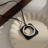Zen Round Square Simple Pendant Necklace, Retro Bohemian Ethnic Style Personalized Fashion Items
