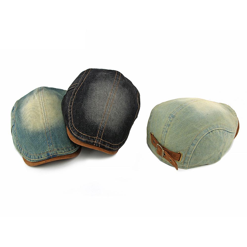 Unisex Denim Newsboy Cap - Vintage Washed Flat Cap for Casual Daily Wear (4 Color Options)