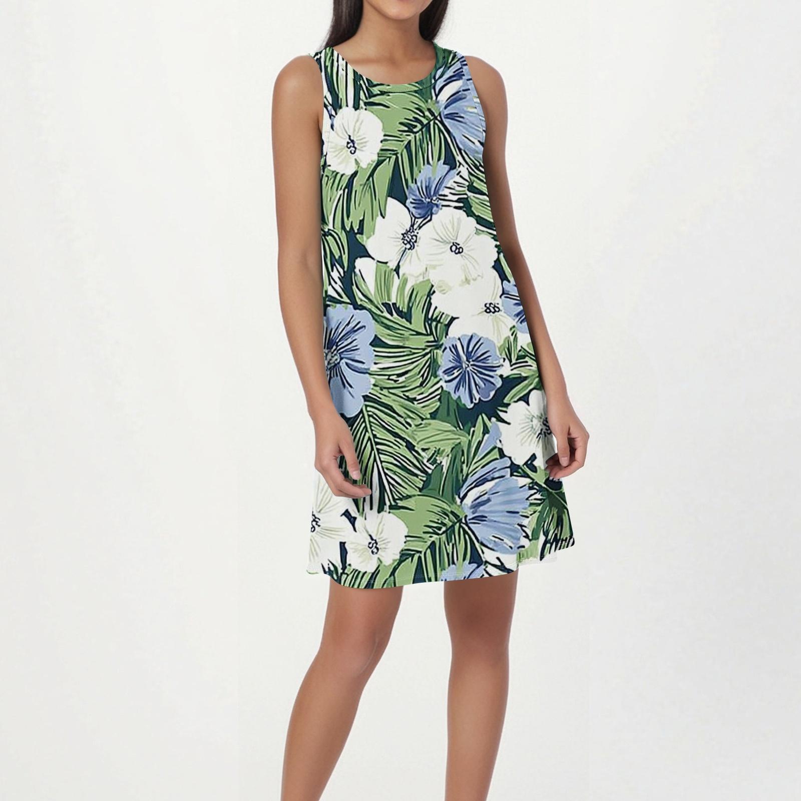 Summer Dresses for Women 2026 Sleeveless Sundresses for Women 2026 Casual A Line Summer Dress with Floral Print Pockets XXL