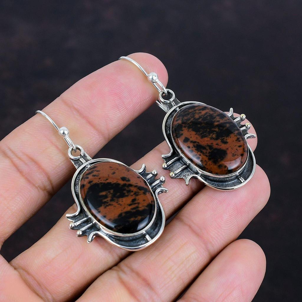 Mahogany Obsidian Earring 925 Sterling Silver Earring Top Quality Gemstone Earring Mahogany Obsidian Jewelry Gifts For Her Handmade Earrings