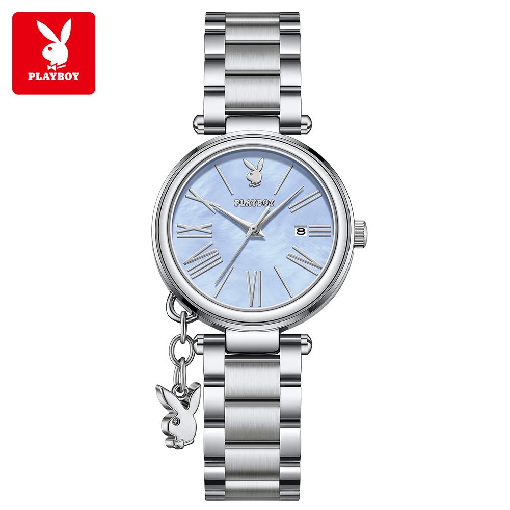 PLAYBOY Quartz Wristwatch Elegant Fashion Ladies Pendant Watches Original Stainless Steel Waterproof Watches for Women 3109