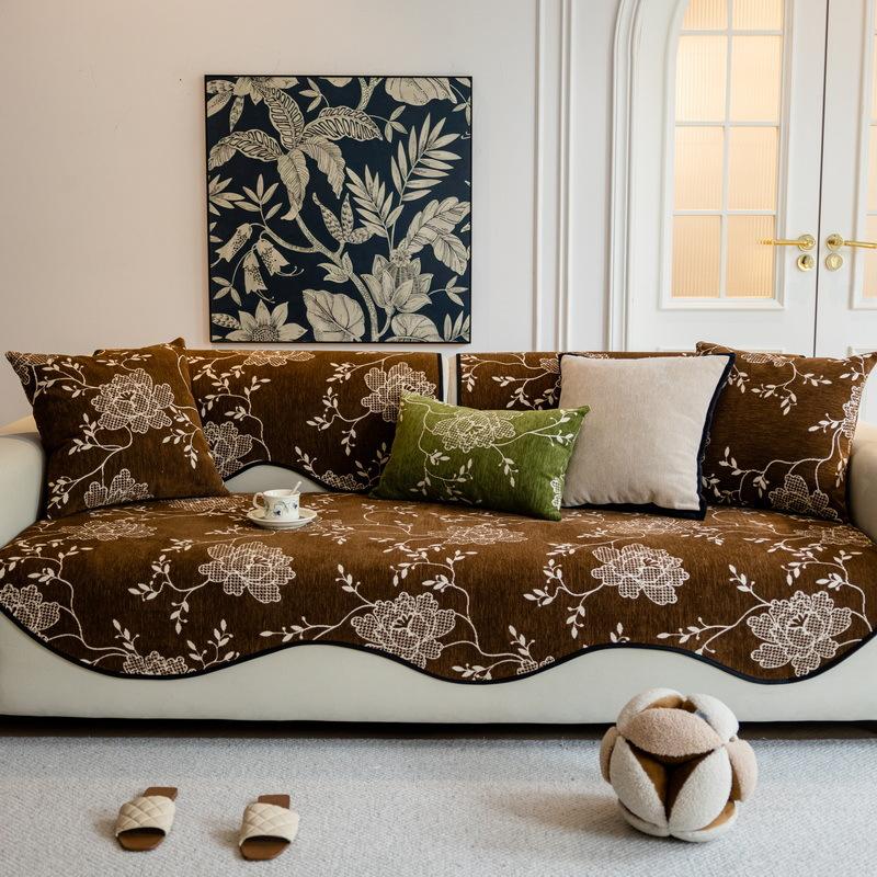 New Special-shaped Chenille Sofa Cushion, Universal for All Seasons, Straight Row, Non-slip, Light Luxury, High-end Feel, Cover Cloth Cushion Towel