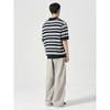 8SECONDS Multi-Stripe Collared Short-Sleeve Knit Black