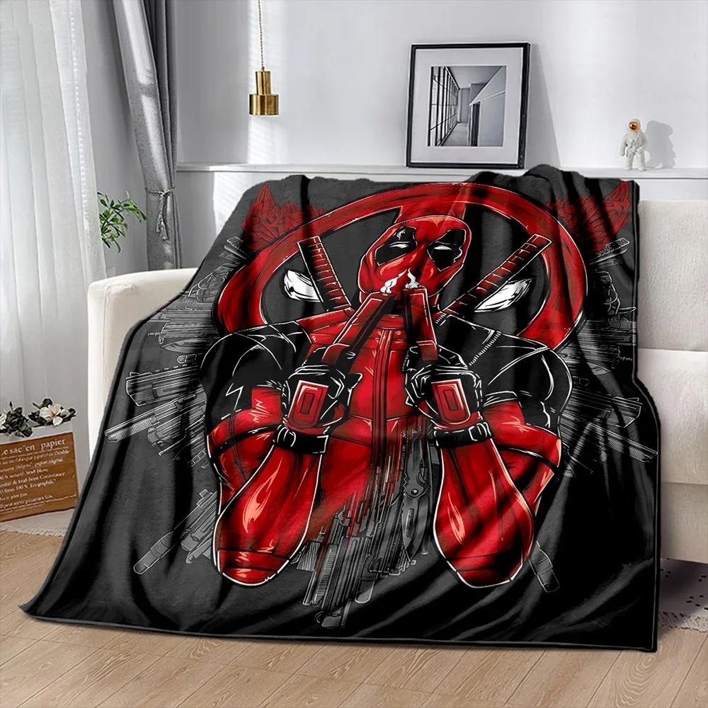 3D D-Deadpool Flannel Blanket Soft Bedding Sofa Throw 150X150cm Home Decor Gift Suitable for Teenagers, Boys, and Children