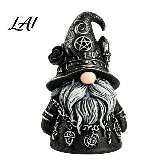 Decorative Garden Gnome Figurine Halloween Gothic Resin Figurine Dark Faceless Wizard Doll for Statue Desk Shelf Spooky Home Decor Ornament,