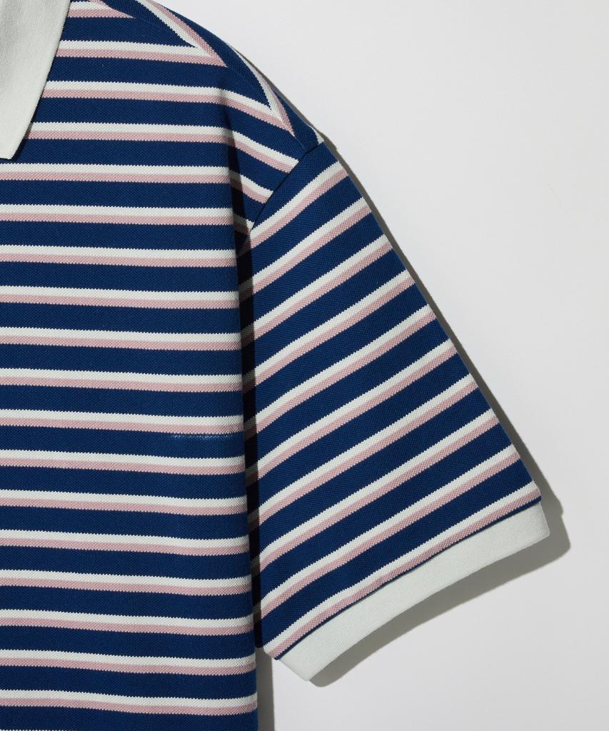 STCO Diems Striped Pattern Short Sleeve Rugby T-Shirt_Blue (Oversized)_Dtsxb63Ctl