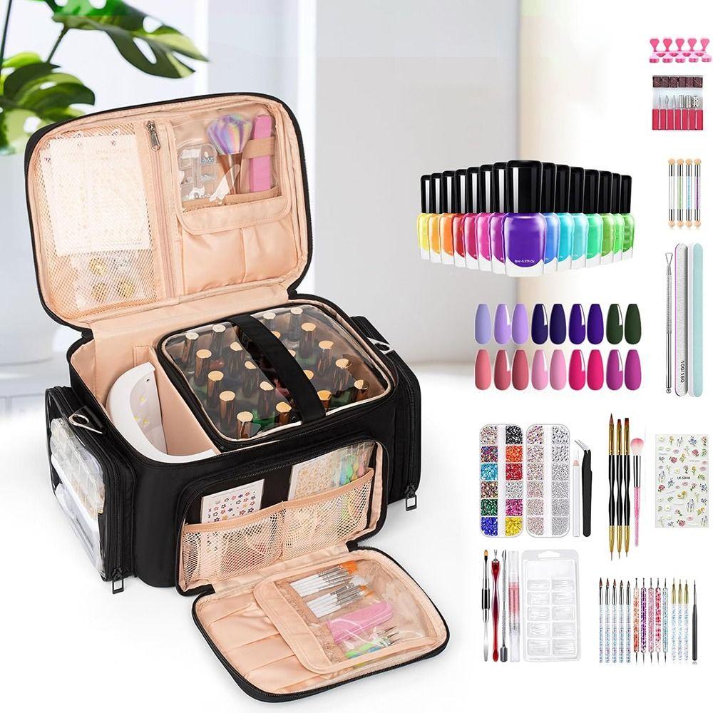 Removable Nail Polish Storage Bag Nail Kit Storage Carrying Case  Fits Nail Suppiles