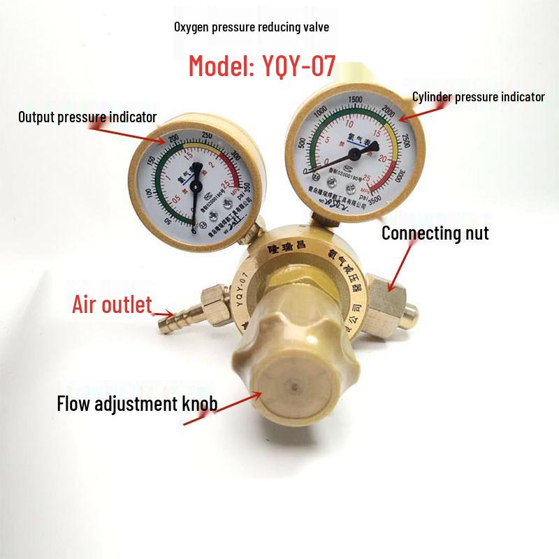 YQY-07 All-Copper Oxygen Regulator with Pressure Gauge for Cylinders