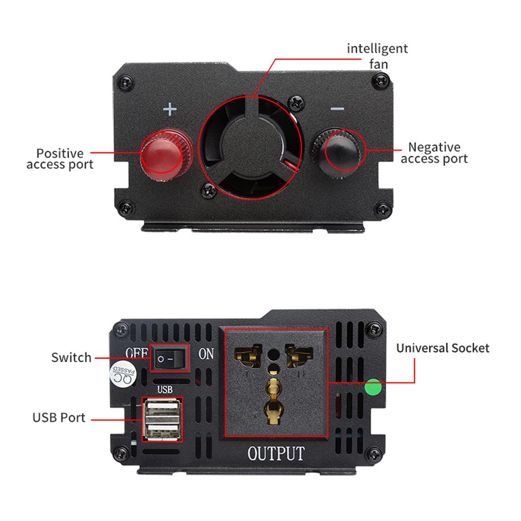 Pure Sine Wave Inverter DC 12V To AC 220V240V 800W Pure Sine Wave Inverter Dual USB Port Cooling