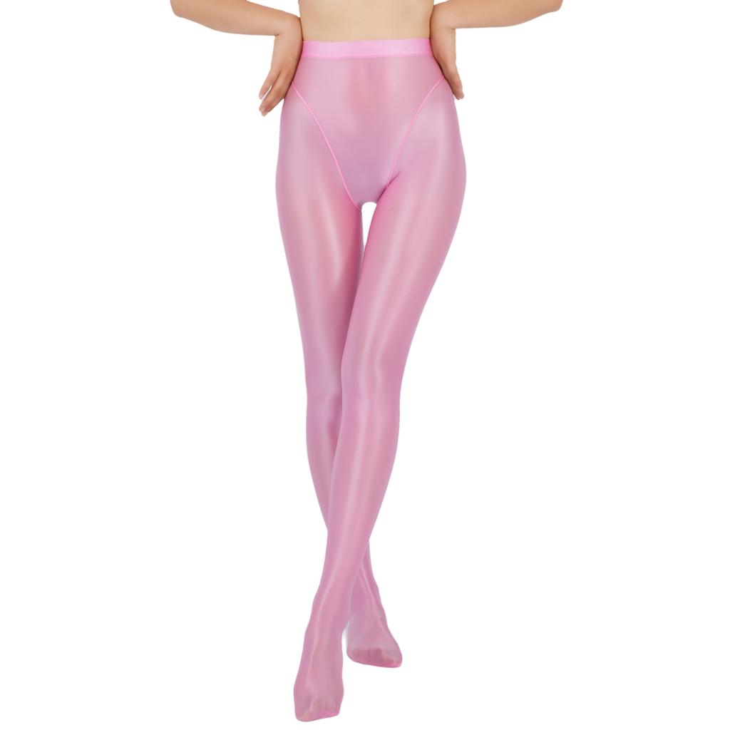 Womens Wet Look Glossy Leggings Elastic Waistband Footed Design Slim Fit Tights Nightclub Dancewear