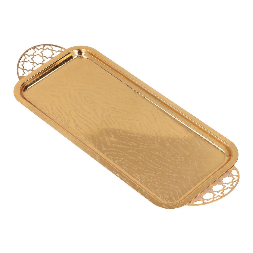 Serviertablett Gold Retro Leichter Luxus Länglich Wasserbecher Teetasse Obsttablett mit Sternengriff für Zuhause