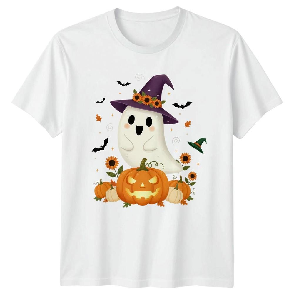Happy Ghost Sunflower Witch Hat TShirt Cute Autumn Fall Gift For Him