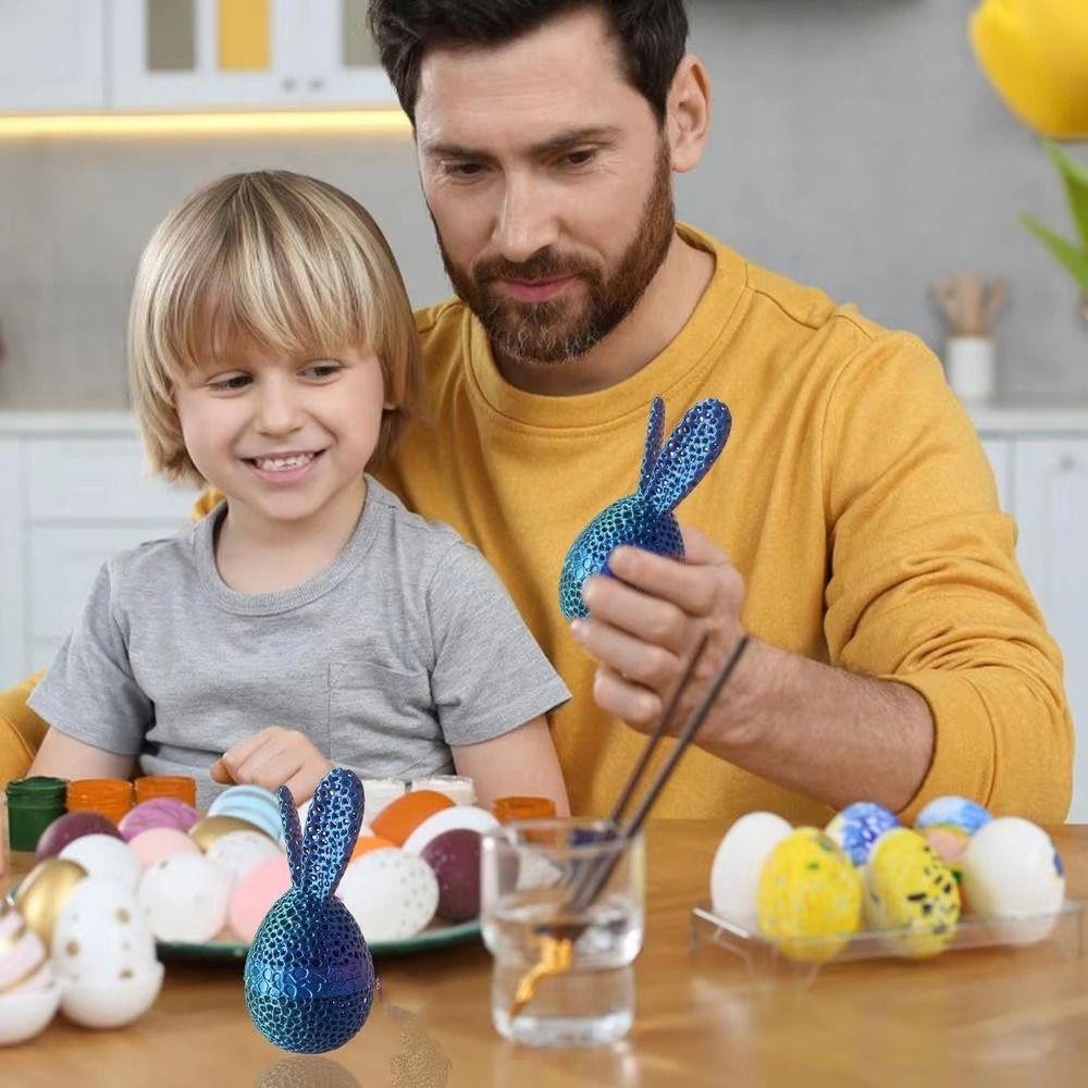 Handmade Easter Bunny Egg Printed Toy 3D Printed Easter Eggshell Statue Easter Eggs Figurines Desk