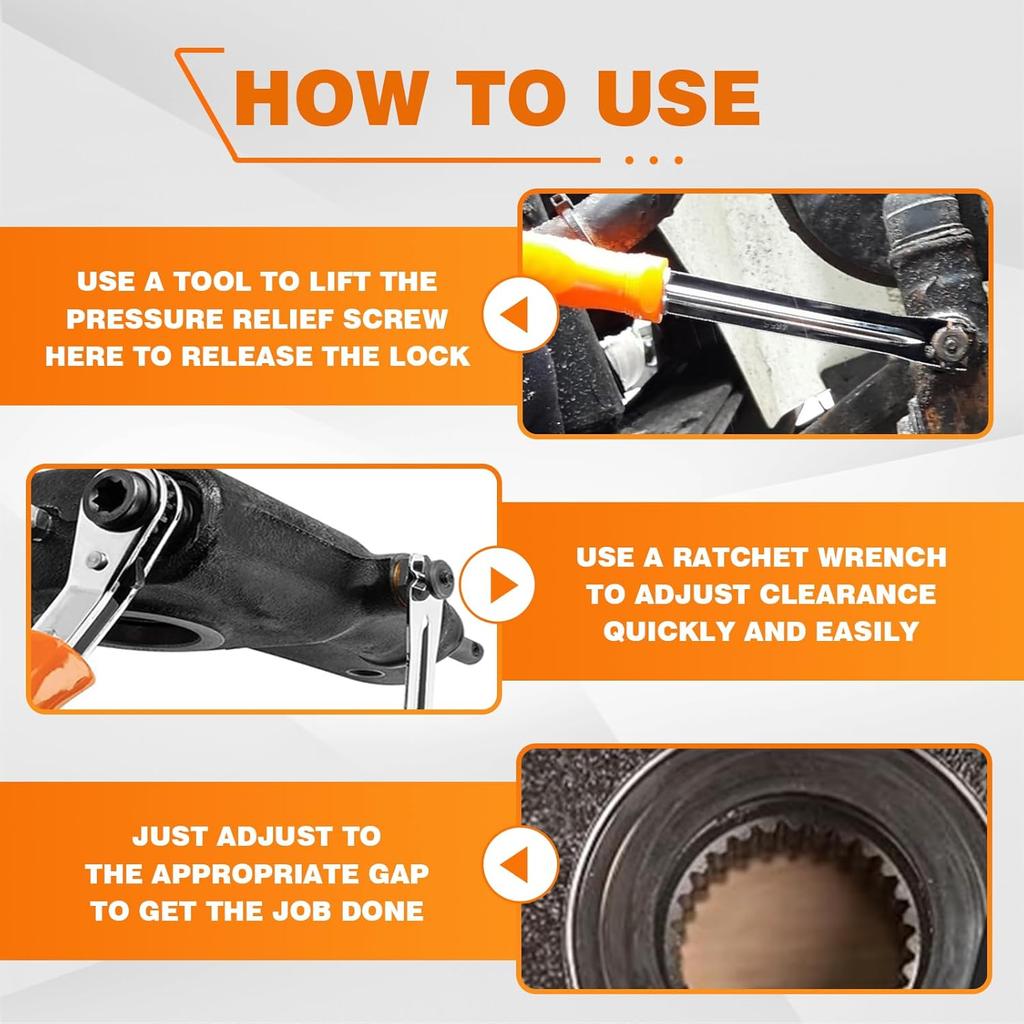 BARTOO 2PCS Automatic Slack Adjuster Tools, 5/16'' Double Square Ratcheting Wrench & Fork End Release Tool, Brake Adjustment Tool For Semi Truck,