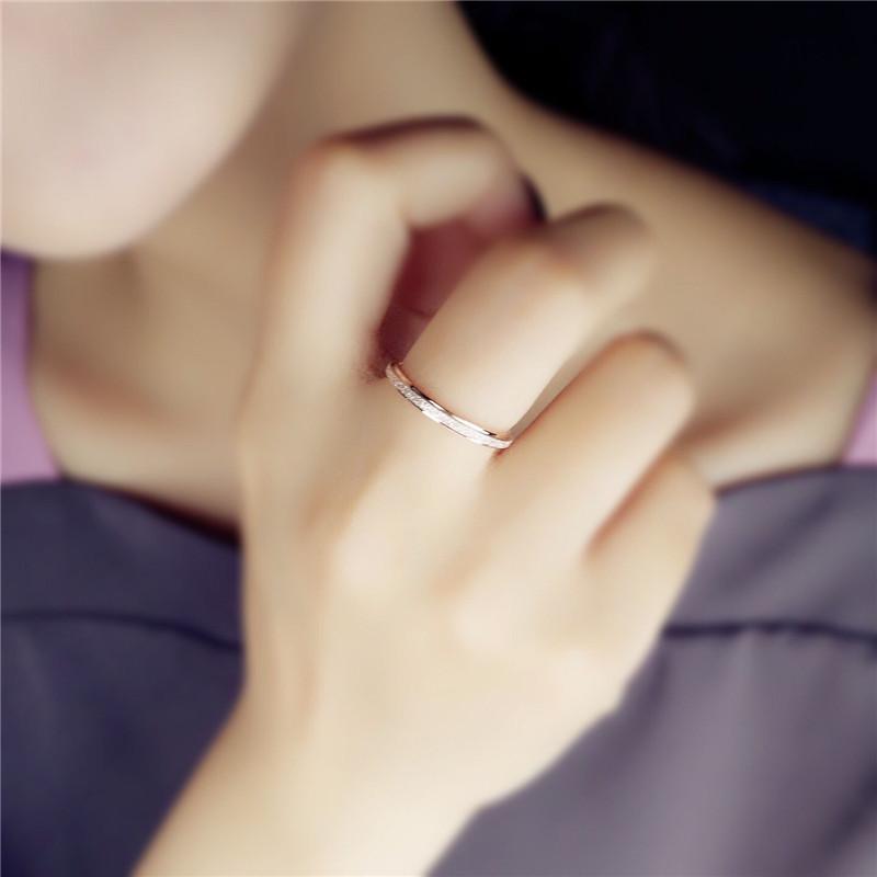 Korean Drama-Inspired Matte Titanium Steel Rose Gold Ring for Women