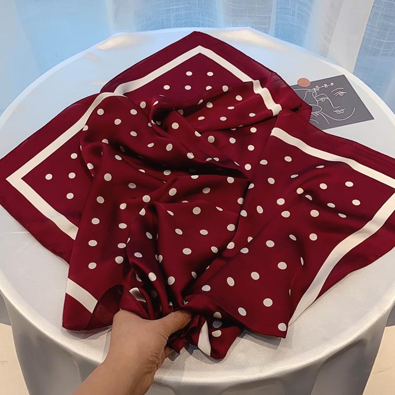 Polka Dot Silk Scarf: Versatile Spring/Autumn Accessory & Hairband for Women