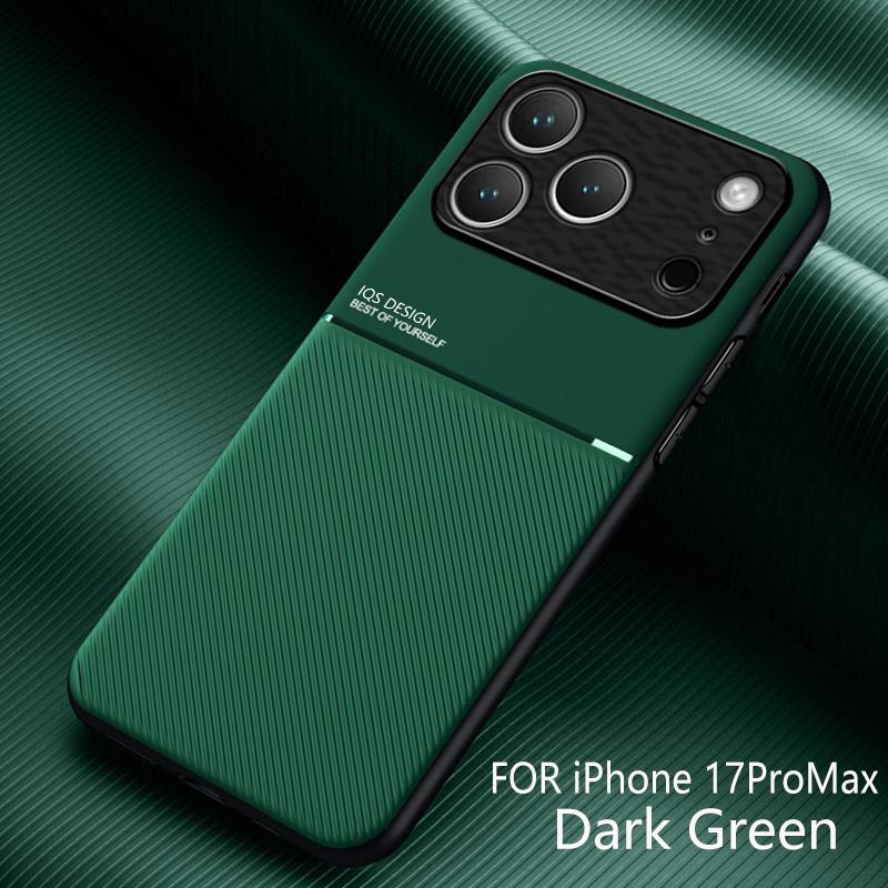 Ultra Thin Matte Leather Phone Cases For iPhone 17 Pro Max Air 14 15 Plus 13 12 Mini 11 16 Pro Magnetic Car Holder Protect Cover