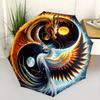 Yin Yang Dragon Phoenix Wall Art DecorUmbrella, Portable 3-Fold Compact Umbrella for Men & Women Gift