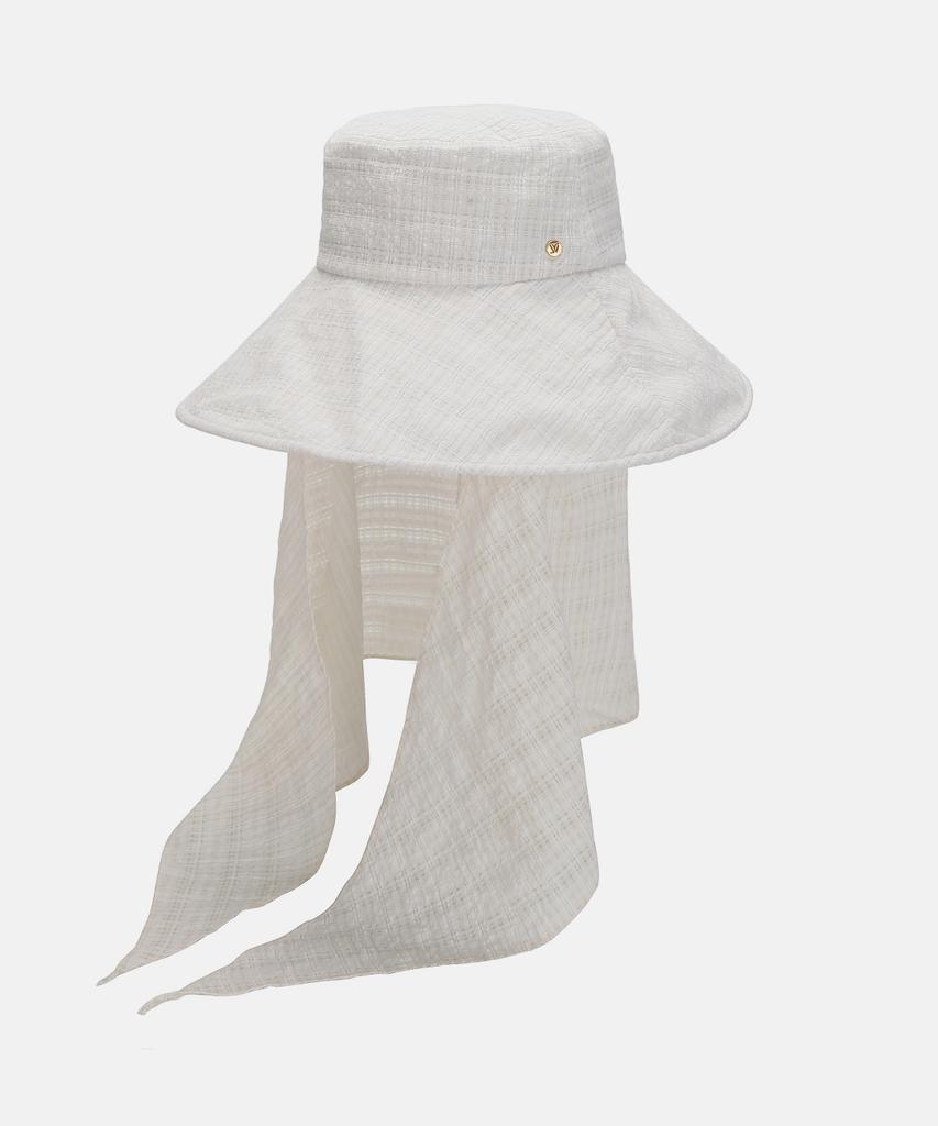 Hwaiteusaenjeu Check Waffle Airy Detachable Sunshade Scarf Floppy Hat Robain (5 Colors)