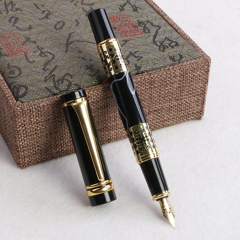 Chinese Enterprises Supply Iridium Nib Acrylic Metal Gifts Pen Leather Gift Box Set Business Signature Pen Ballpoint Pen