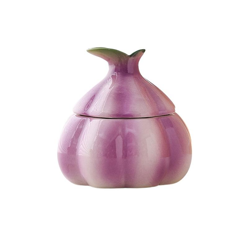 

Purple Garlic Ceramic Storage Jar Kitchen Storage Container Candy Nut Jar Storage Box Home Decoration