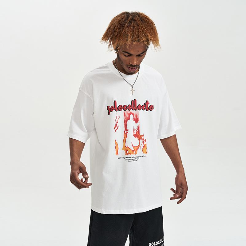 Spring and Summer Short-sleeved T-shirt Men's High Street Trendy Loose Half-sleeved T-shirt Men's Clothes Tops