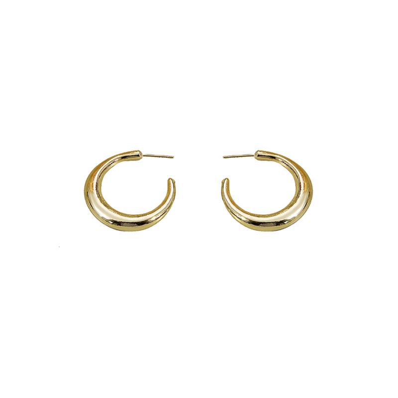 

Серьги-пусеты в форме буквы C Серебряная игла - Минималистичные металлические круги, Простые геометрические украшения