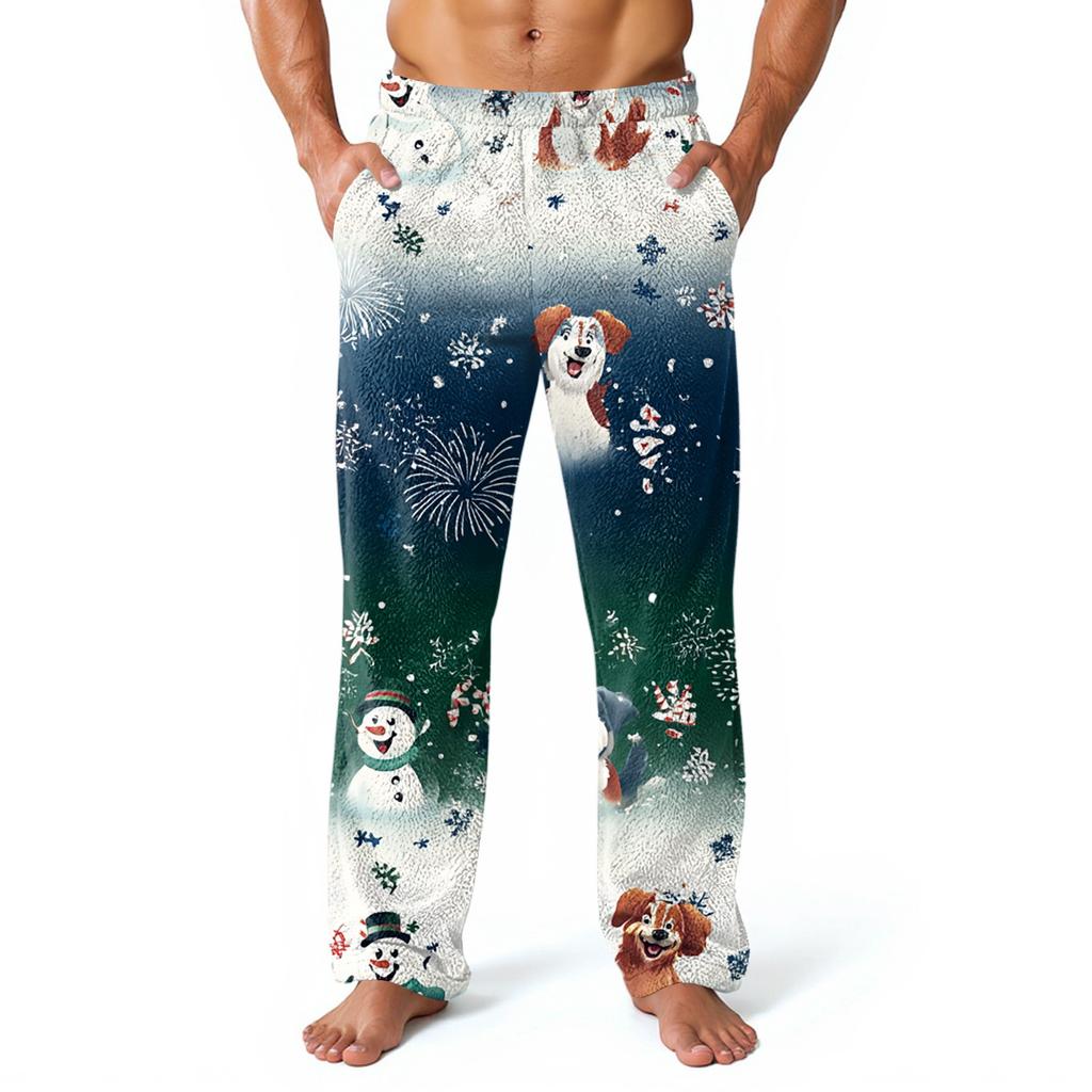 Men's Allover Printed Home Pants Sleeping Pajama Pants Long Pants Pajama Pants