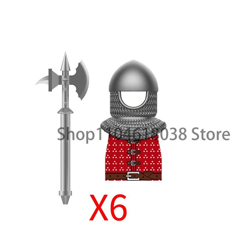 Medieval Castle Soldier Action Figures Building Block Empire Templars Lancer Warrior Militia Helmet Shield Sword Bow Toy Gifts